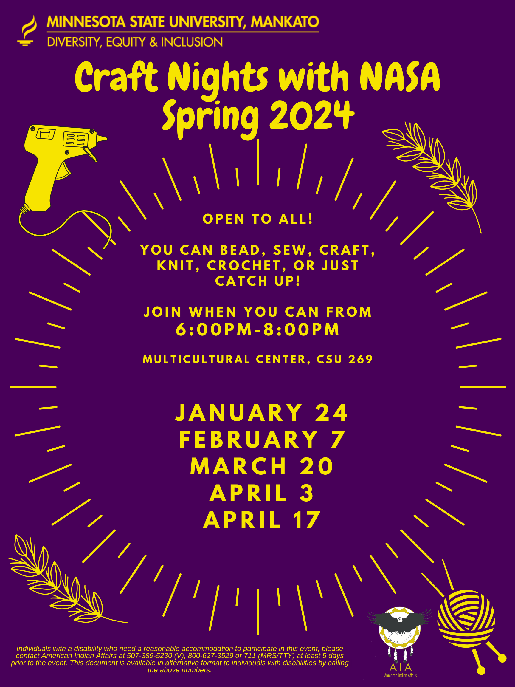 a purple and yellow poster with text and a drill