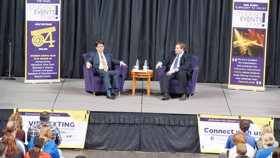 Photo of Dean Strang from Making Murder speaking live in 2015