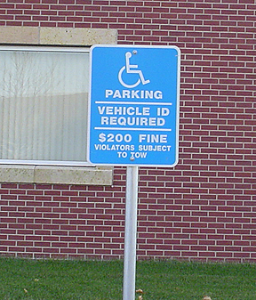 Handicap parking vehicle ID required signage