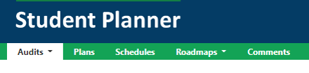 Screenshot of the Student Planner website menu