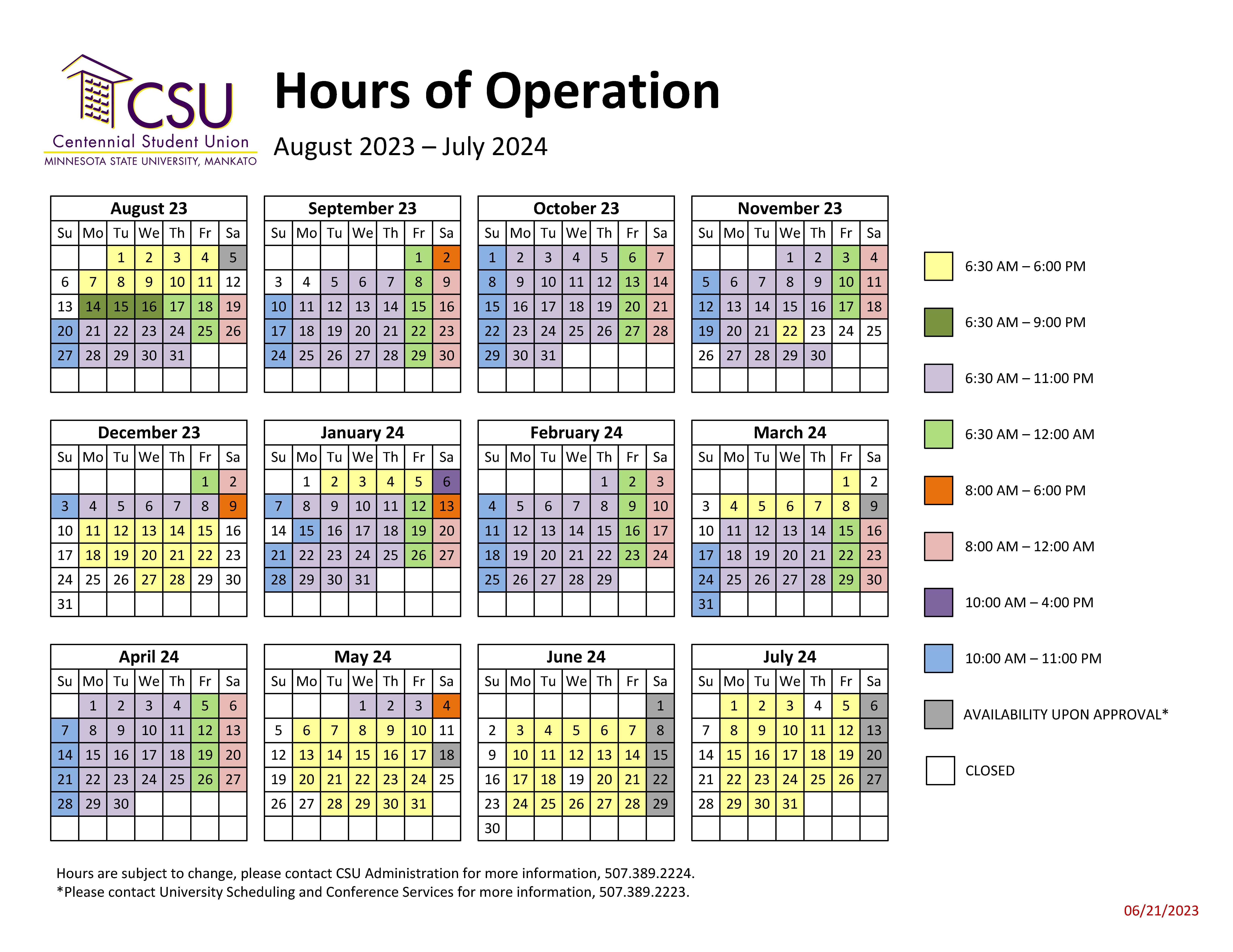 CSU Building Hours Minnesota State University, Mankato