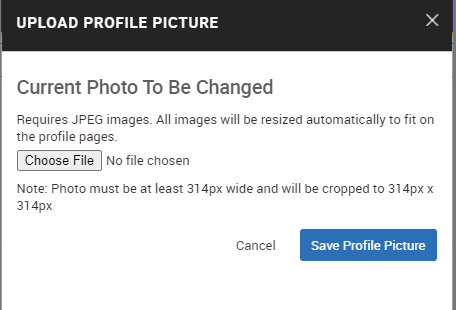 Upload profile picture screen in MavCONNECt