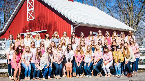 sigma sigma sigma Sorority Group Picture In front of barn