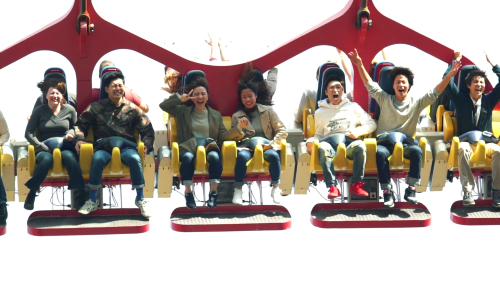International students on a thrill ride