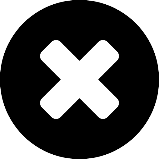 A black circle icon with a white X in the middle.