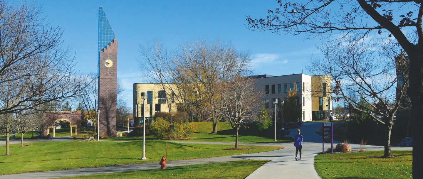 Student walking on campus