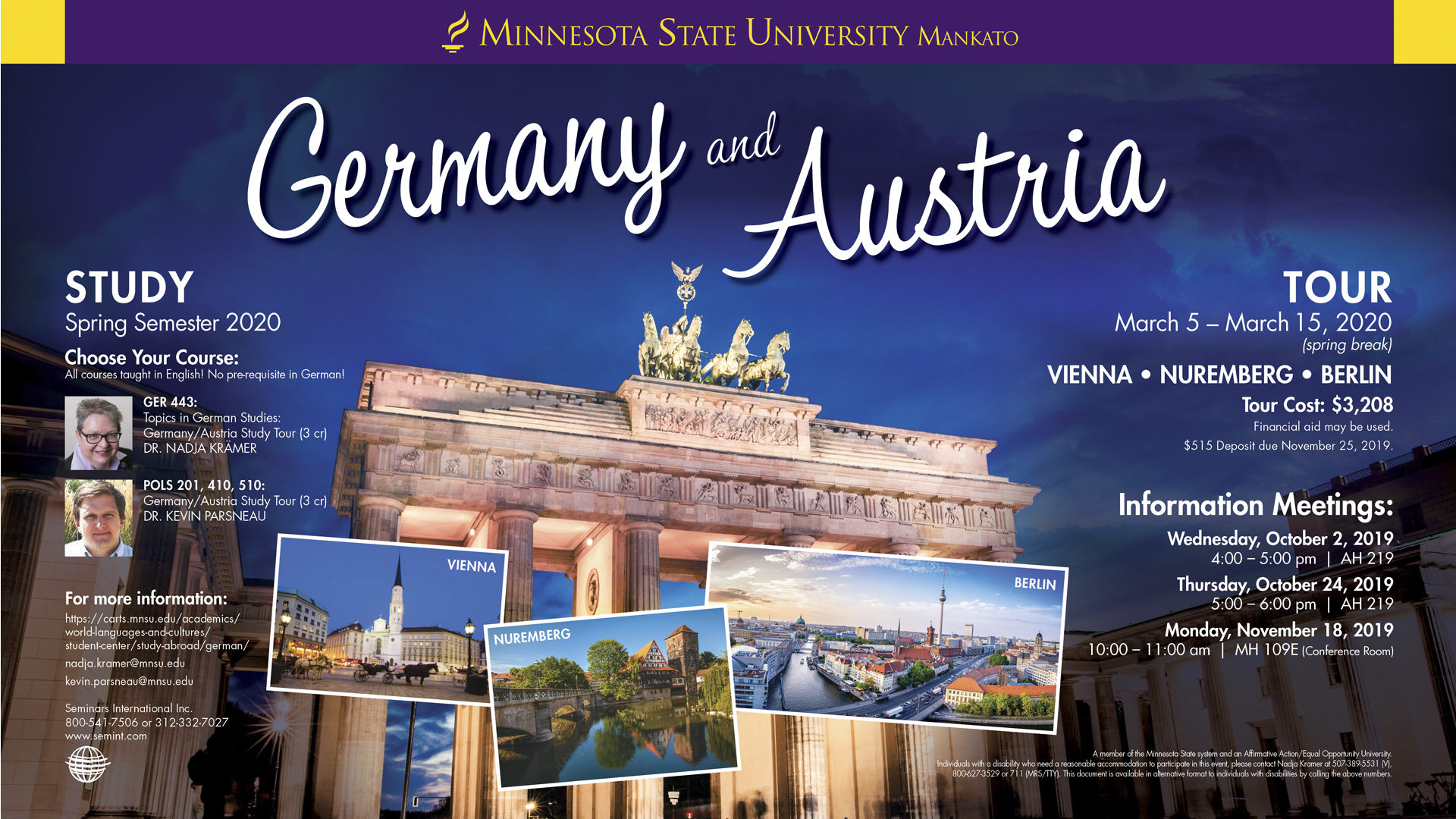 a poster with a building and pictures