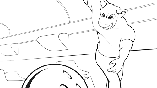 Coloring book page of Stomper bowling