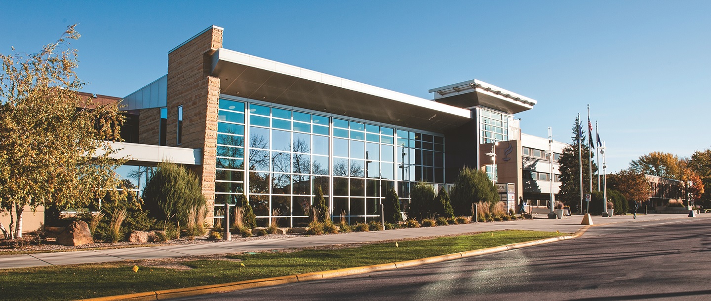 the front view of Centennial Student Union on a sunny day