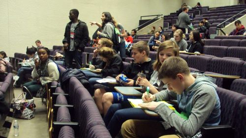 ETS students in a lecture hall at the University of Minnesota