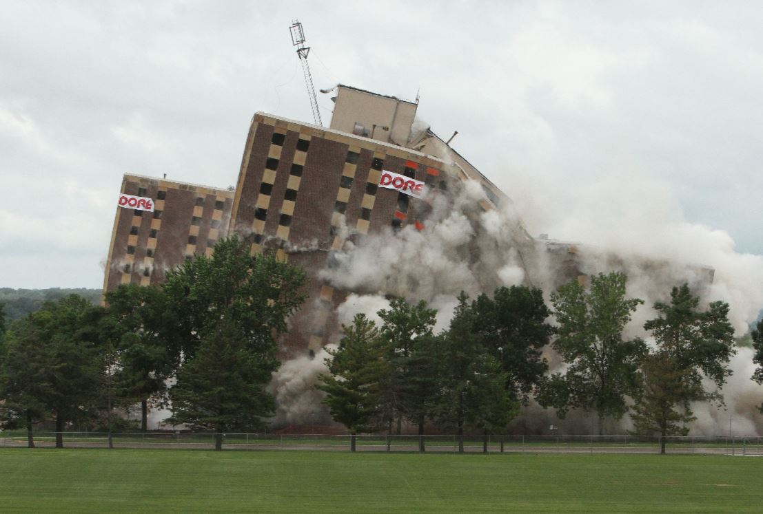 The demolition of Gage Tower