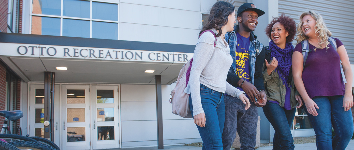 Students walking past the Otto Recreation Center