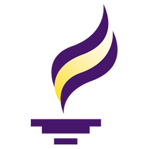 Purple and gold Minnesota State University flame logo