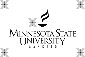 Example showing the protected area around all sides of the University logo