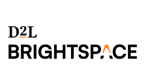 D2L Brightspace black and orange logo with flame