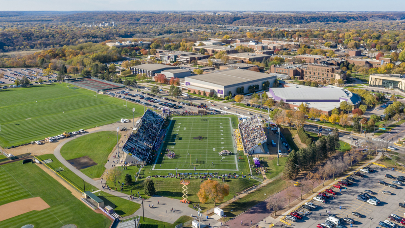 an aerial view of a football stadium