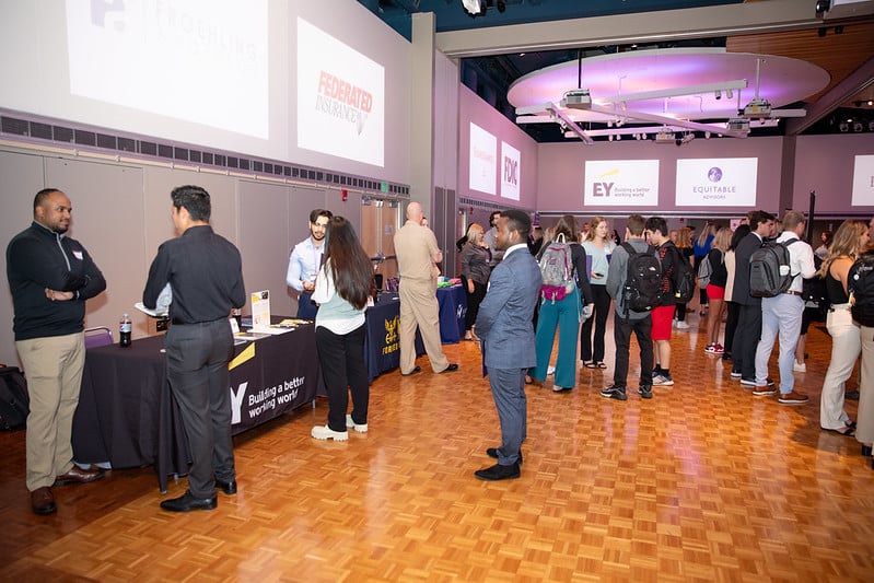 image of students networking at the meet the firms event