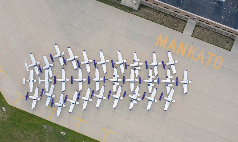 Aerial view of aviation fleet