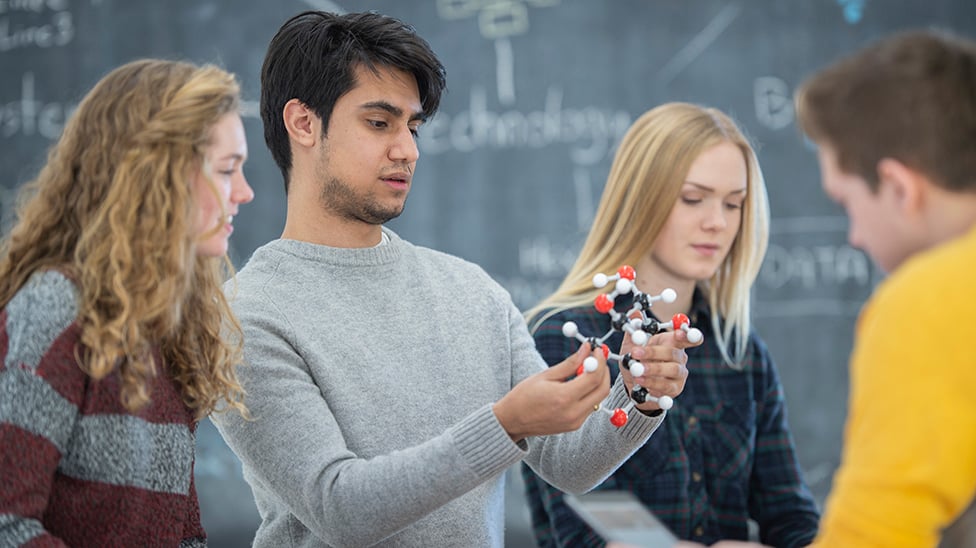 Students figure out puzzles together