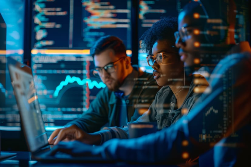 Group working on computer.