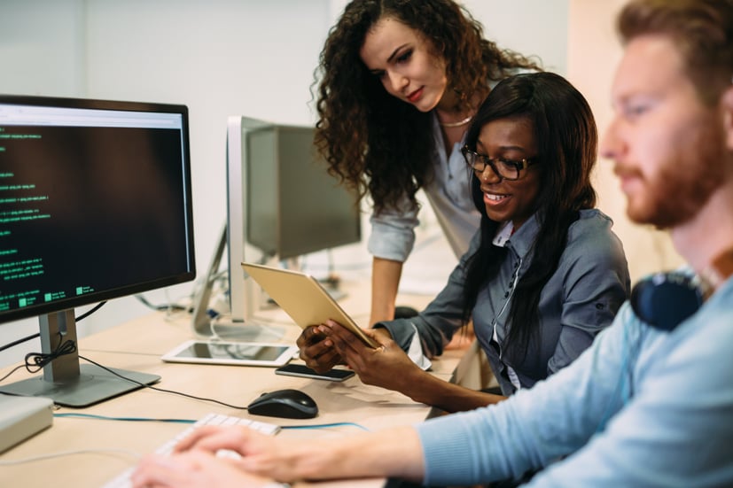 Group working on computer.