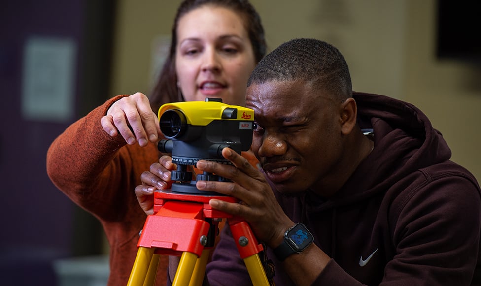female construction student participating in student competitions
