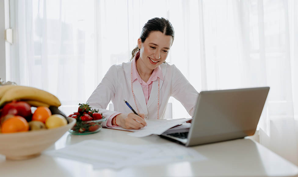 public health student taking online exam