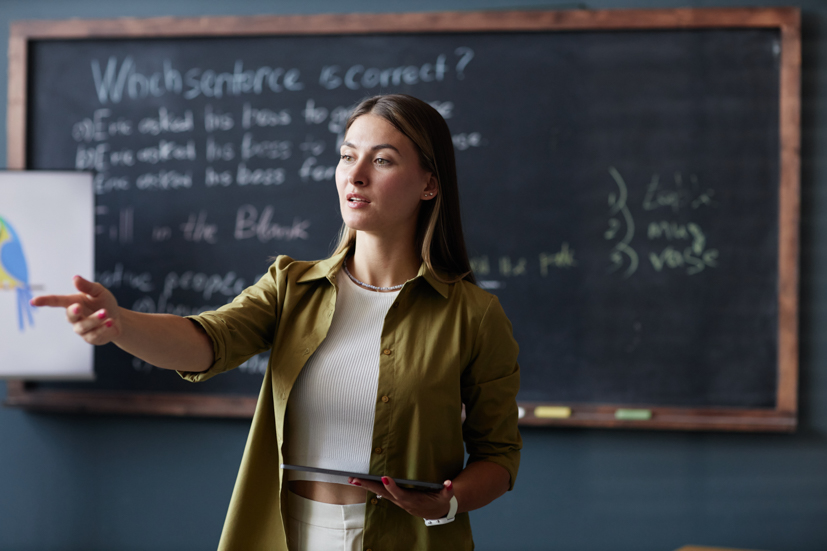 Teacher in front of class.