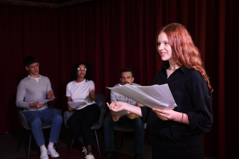 Students auditioning for a play.