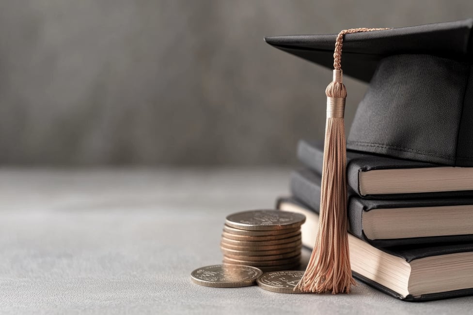 Books and a graduation hat.