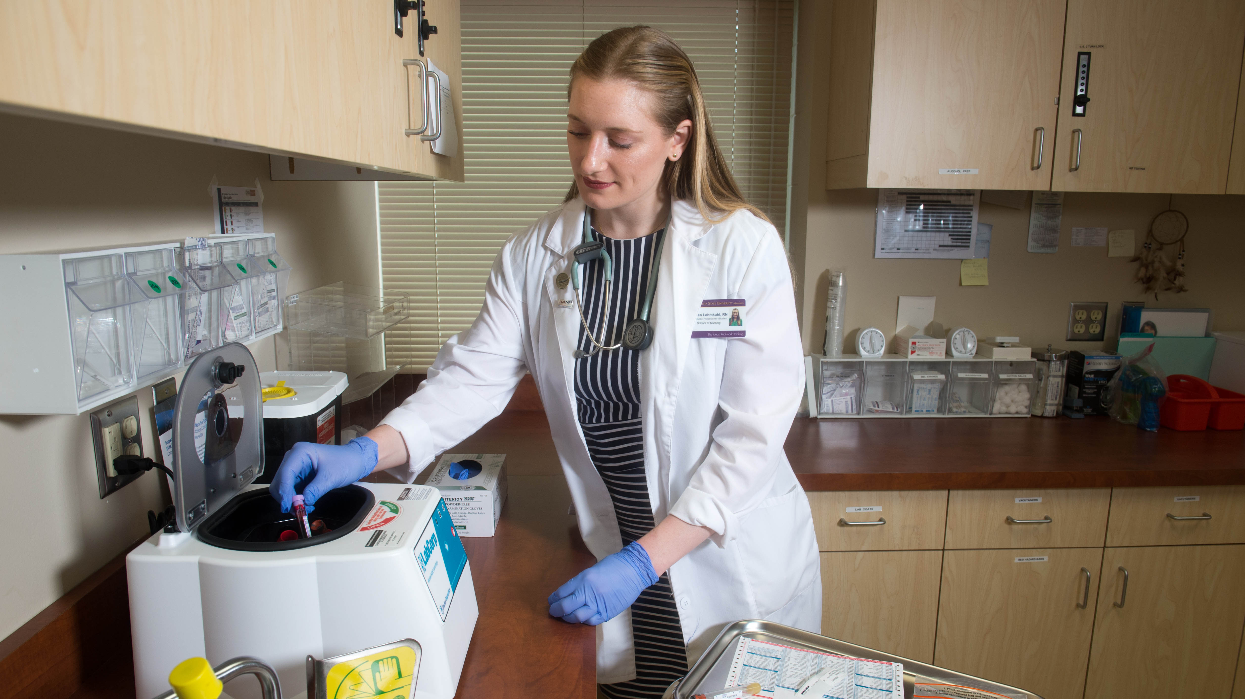 image of doctoral nursing student in the lab