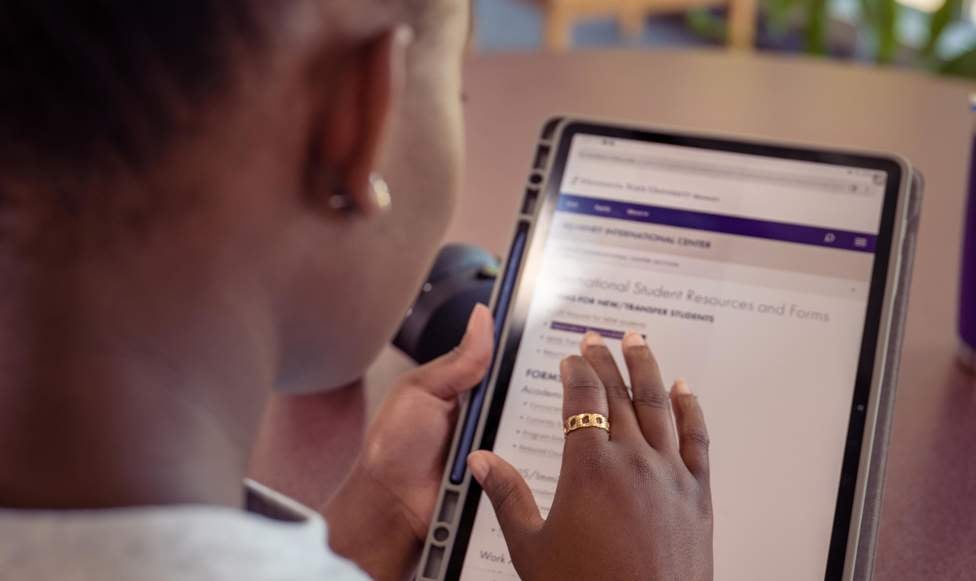 a person using a tablet