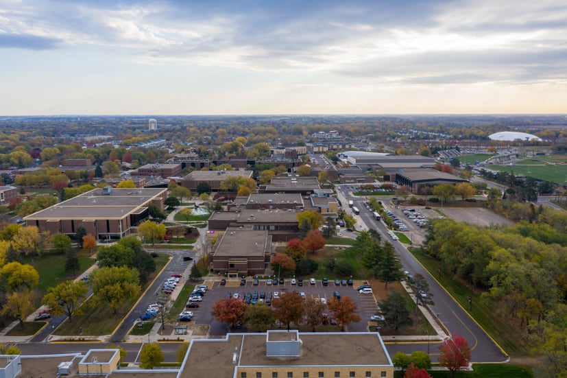 MSU building from the sky.