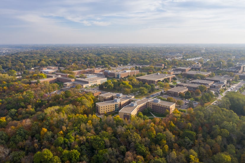 MSU campus building from above.