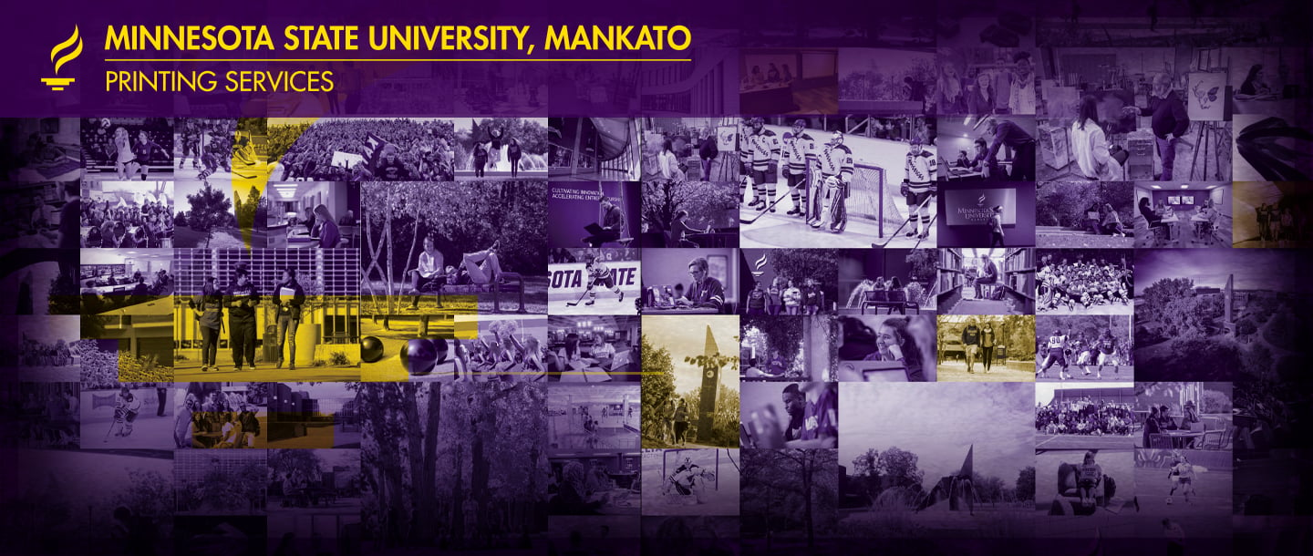 Minnesota State University, Mankato Creative Production collage of campus photos
