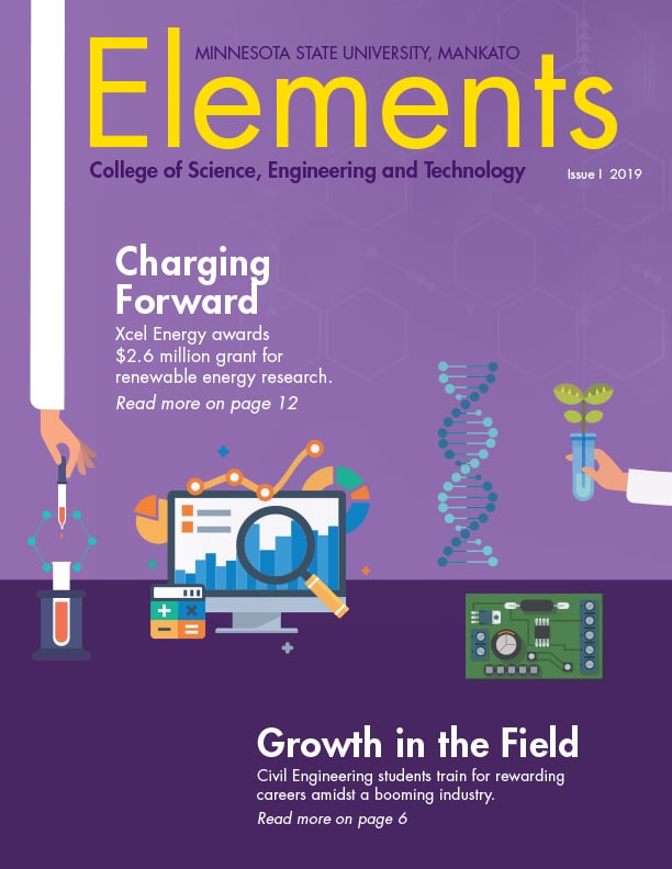 Elements Issue 2019 poster, a College of Science, Engineering and Technology magazine