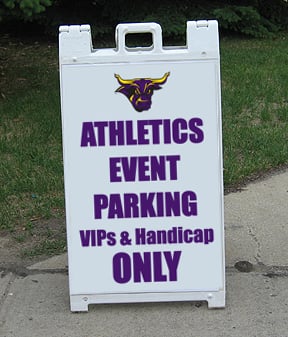Athletics event parking VIPs and Handicap only sign
