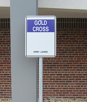 Gold Cross, permit required signage 