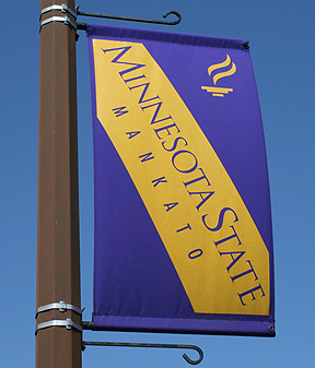 Minnesota State University Banner hung in a pole