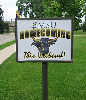 Minnesota State University Homecoming this weekend sign