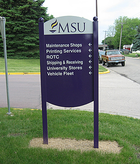 Minnesota State University sign board showing nearby location 