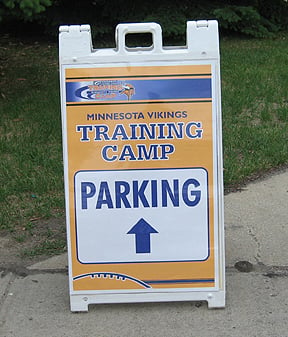 Minnesota Vikings training camp parking signage