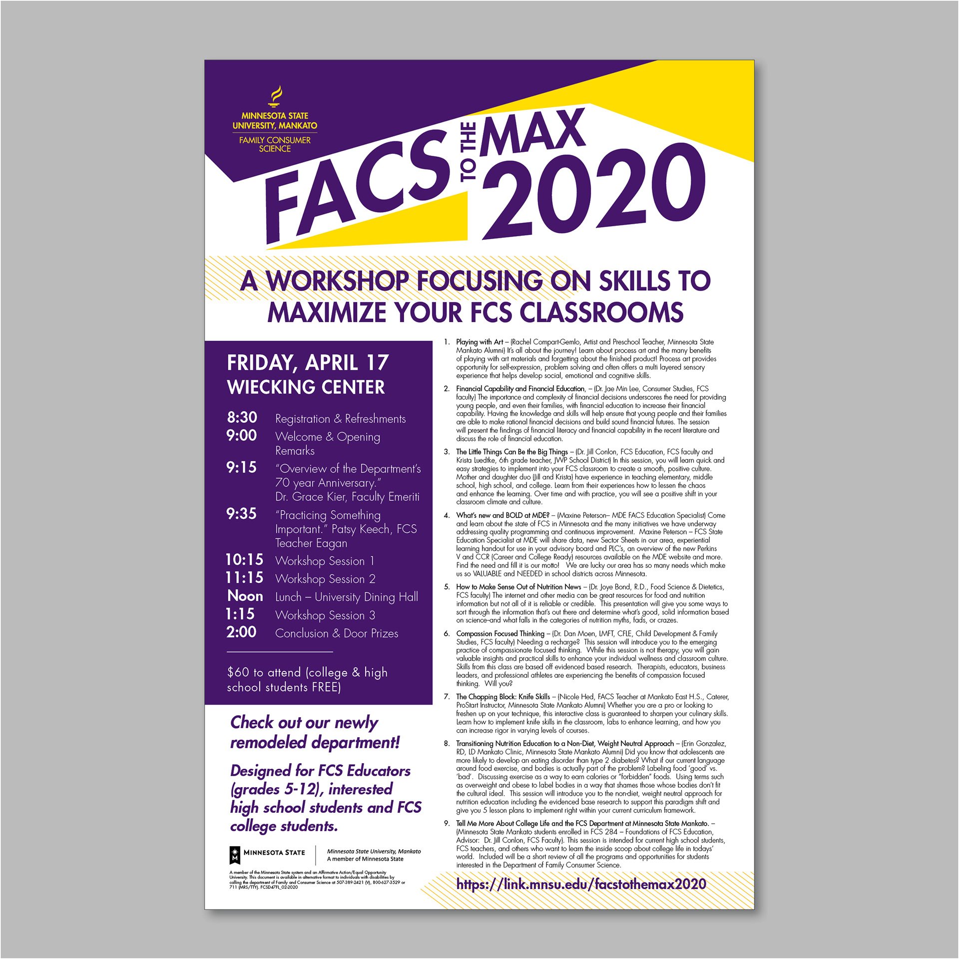 Facs to the max 2020, a workshop focusing on skills to maximize your fcs clasroom poster