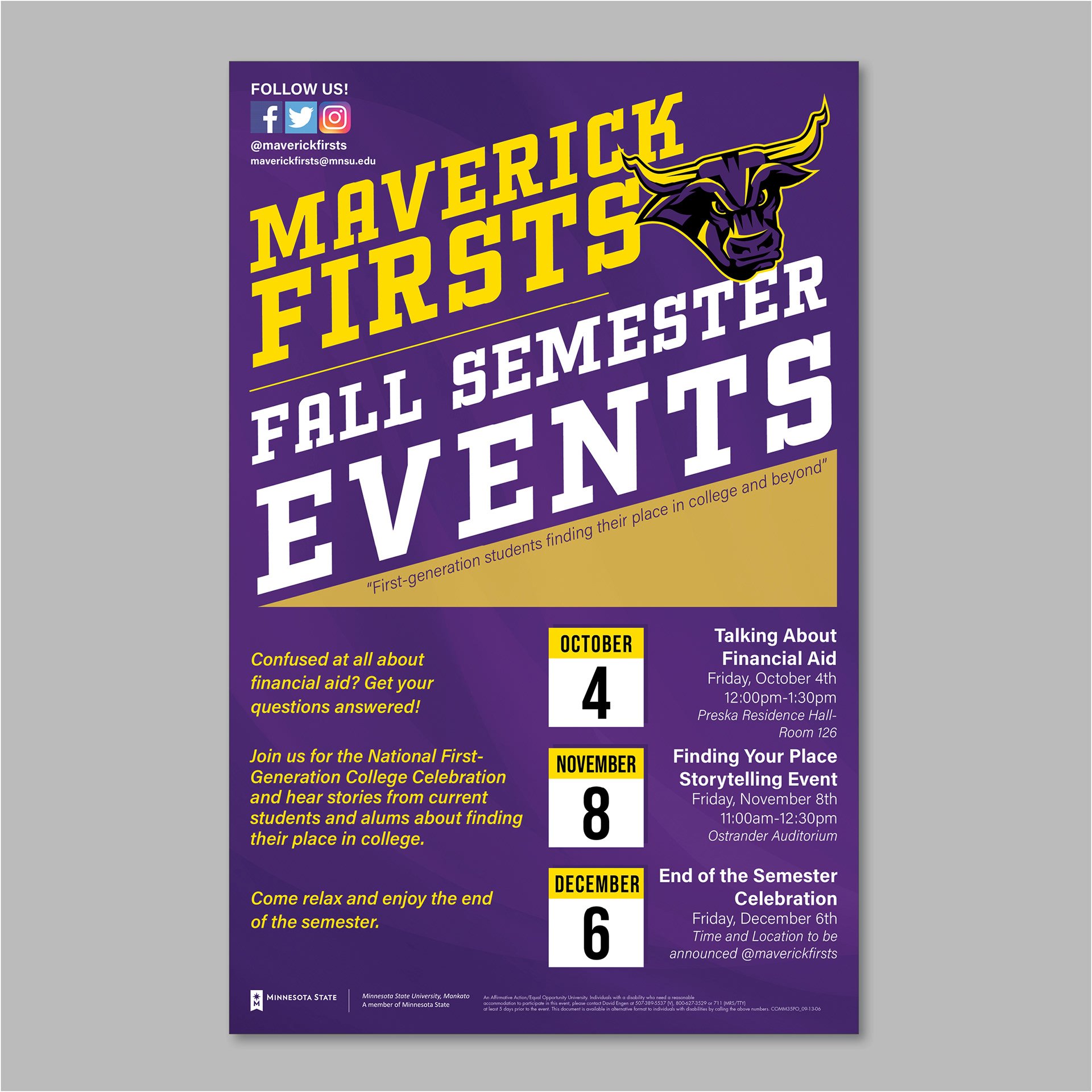 Mavericks firsts fall semester events poster