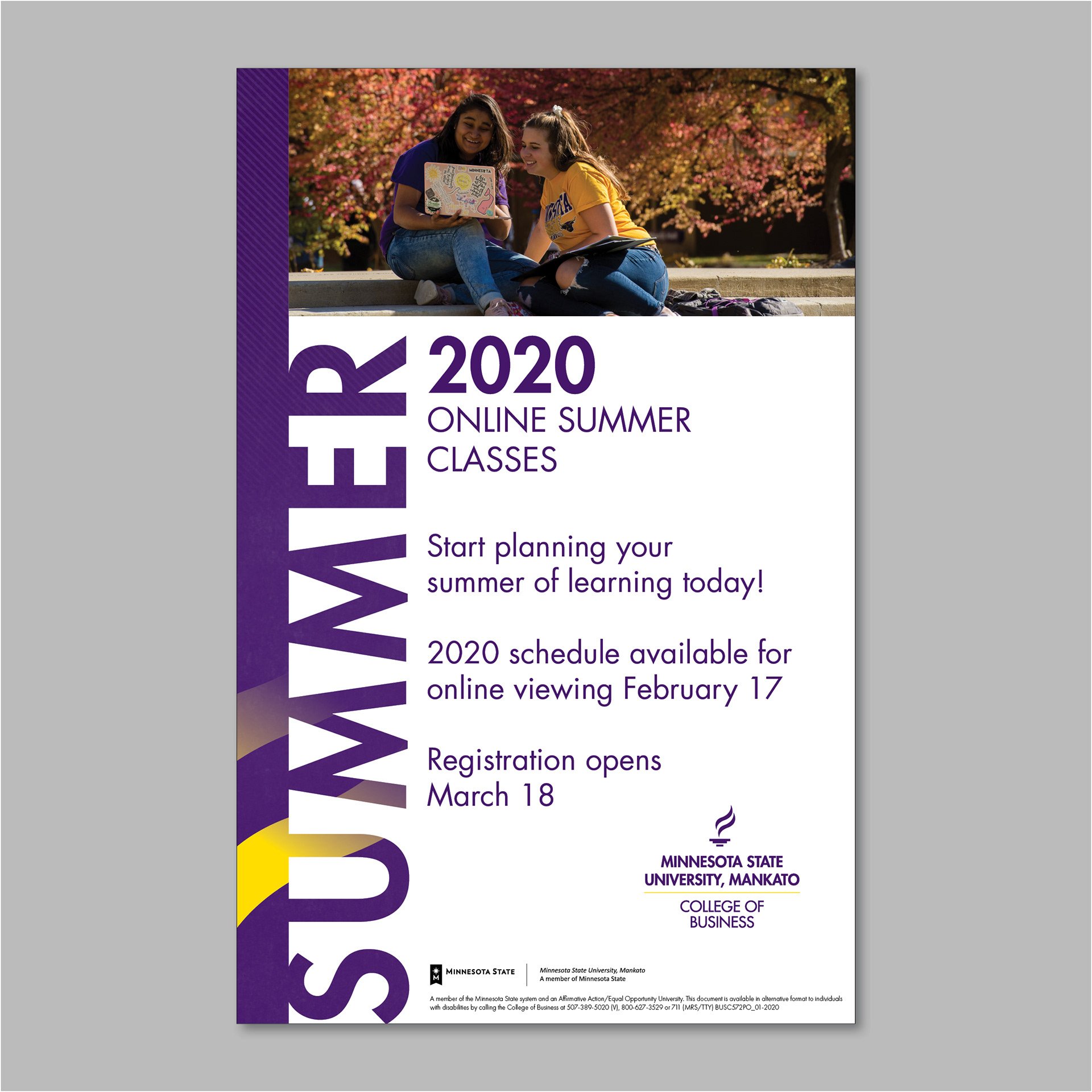 2020 online summer classes, College of Business poster