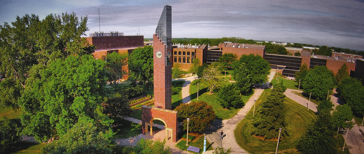 arial view of bell tower