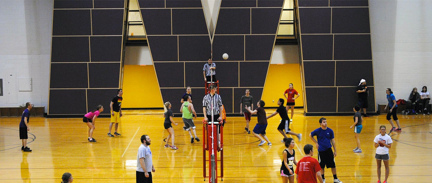 Playing volleyball in the Otto Recreation Center