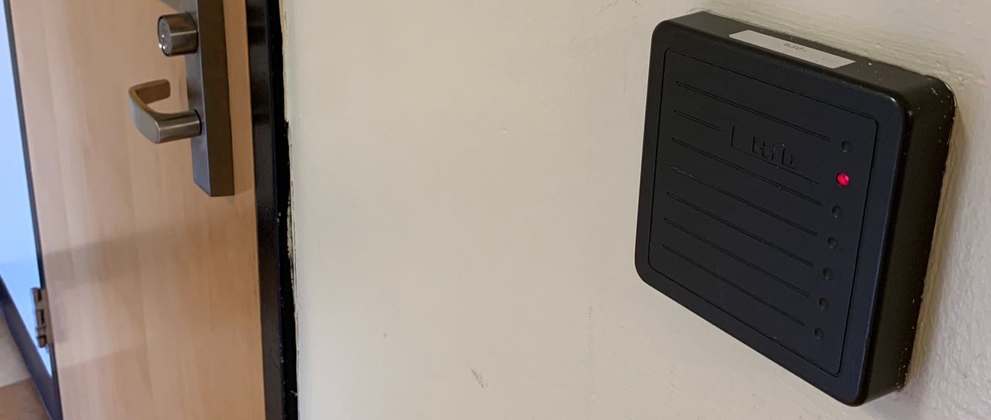 a door with card access