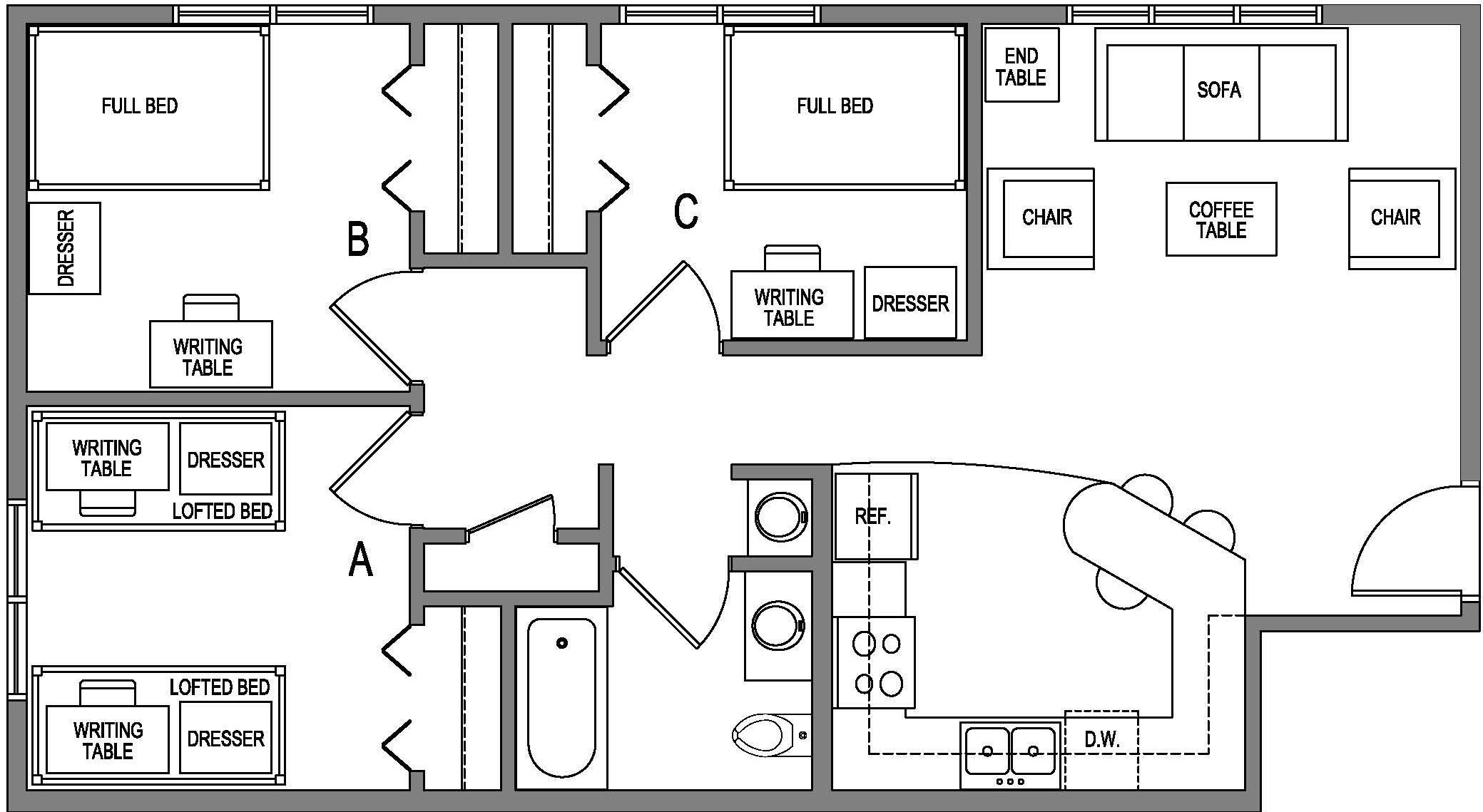 4Person Apartment Minnesota State University, Mankato