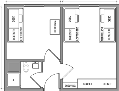 Floor plans of a renovated full-bath suite